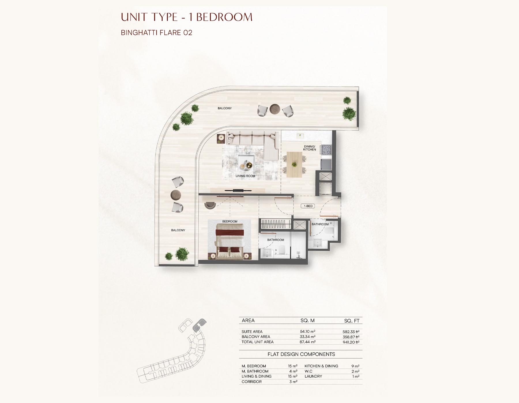 1 Bedroom Building 2