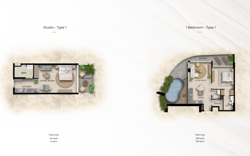 Studio, 1 BR