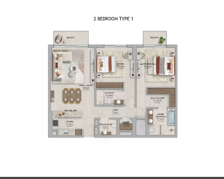 2 BR (Duplex Apartments)