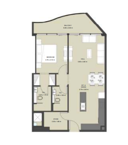 Lucky Oasis Residence JVC one bedroom apartment floor plan